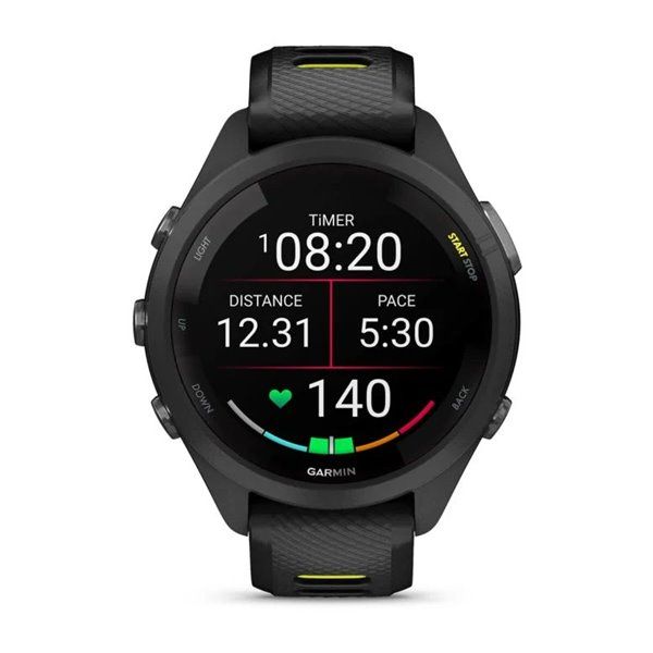 Смарт-годинник Garmin Forerunner 265s з чорним корпусом та чорно-жовтим силіконовим ремінцем 010-02810-13 фото