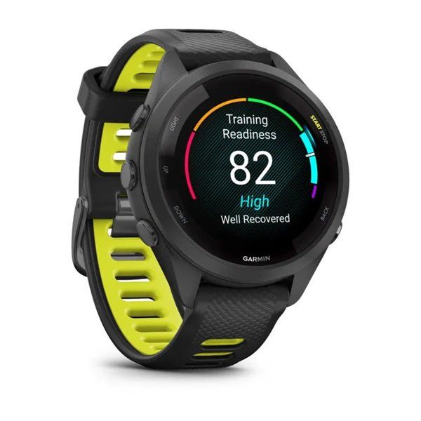 Смарт-годинник Garmin Forerunner 265s з чорним корпусом та чорно-жовтим силіконовим ремінцем 010-02810-13 фото