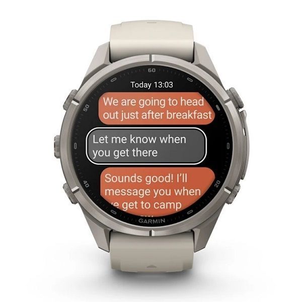 Смарт-годинник Garmin Fenix 9 Pro (43 мм) inReach з титановим корпусом і туманно-сірим/темно-піщаним силіконовим ремінцем