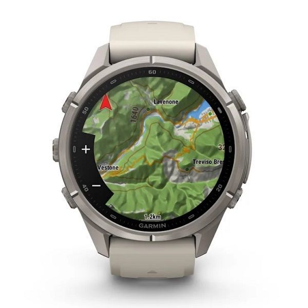 Смарт-годинник Garmin Fenix 9 Pro (43 мм) inReach з титановим корпусом і туманно-сірим/темно-піщаним силіконовим ремінцем