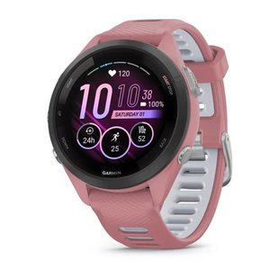 Смарт-годинник Garmin Forerunner 265s з чорним безелем, рожевим корпусом та рожево-сірим силіконовим ремінцем 010-02810-15 фото