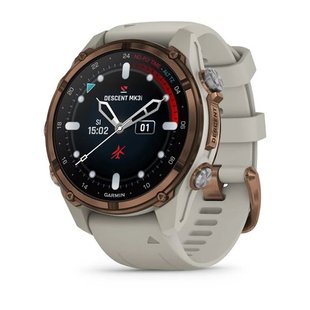 Смарт-годинник Garmin Descent Mk3i - 43 мм, бронзовий титан PVD, силіконовий ремінець французького сірого кольору 010-02753-14 фото