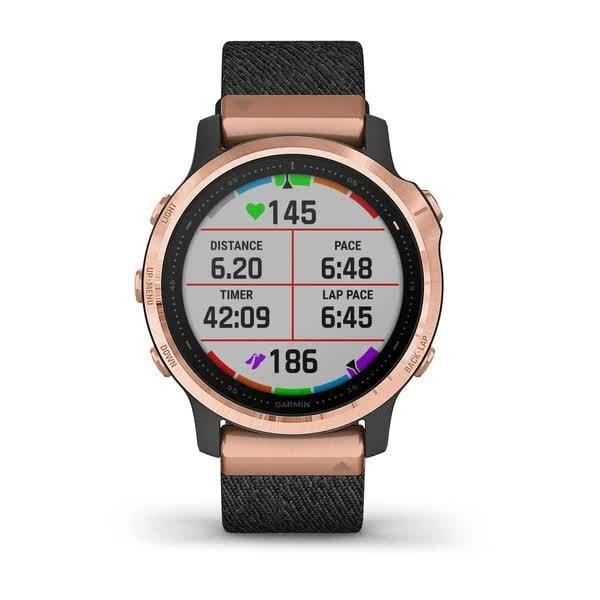 Смарт-часы Garmin Fenix 6S Sapphire черные Rose Gold с черным плетеным ремешком 010-02159-37 фото