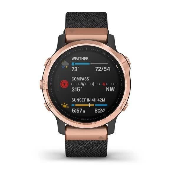 Смарт-годинник Garmin Fenix 6S Sapphire чорний Rose Gold з чорним плетеним ремінцем 010-02159-37 фото