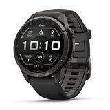 Смарт-годинник Garmin Fenix 9 Pro (43 мм) inReach з титановим корпусом Carbon Gray DLC і чорно-сірим силіконовим ремінцем
