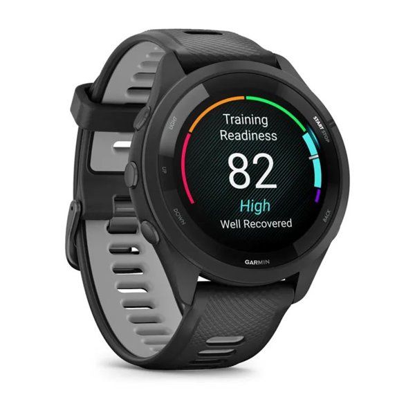 Смарт-часы Garmin Forerunner 265 с черными безелем и корпусом и черно-серым силиконовым ремешком 010-02810-10 фото