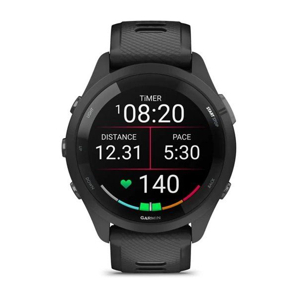 Смарт-годинник Garmin Forerunner 265 з чорними безелем і корпусом та чорно-сірим силіконовим ремінцем 010-02810-10 фото