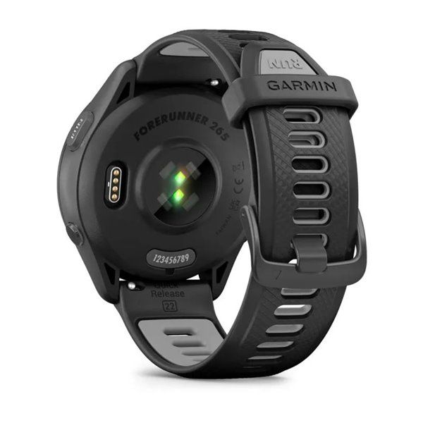 Смарт-годинник Garmin Forerunner 265 з чорними безелем і корпусом та чорно-сірим силіконовим ремінцем 010-02810-10 фото