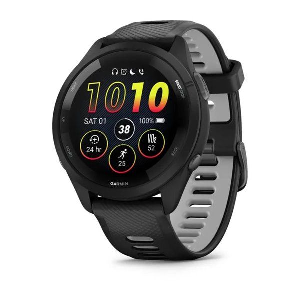 Смарт-часы Garmin Forerunner 265 с черными безелем и корпусом и черно-серым силиконовым ремешком 010-02810-10 фото