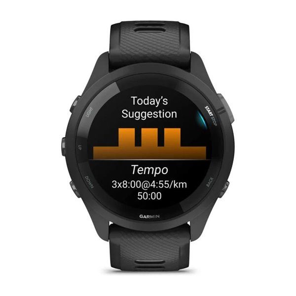 Смарт-часы Garmin Forerunner 265 с черными безелем и корпусом и черно-серым силиконовым ремешком 010-02810-10 фото