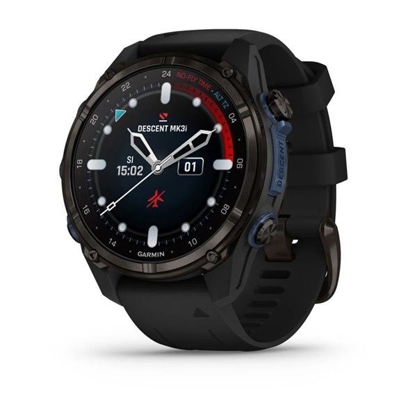 Смарт-годинник Garmin Descent Mk3i - 43 мм, титан Carbon Grey DLC з чорним силіконовим ремінцем 010-02753-11 фото