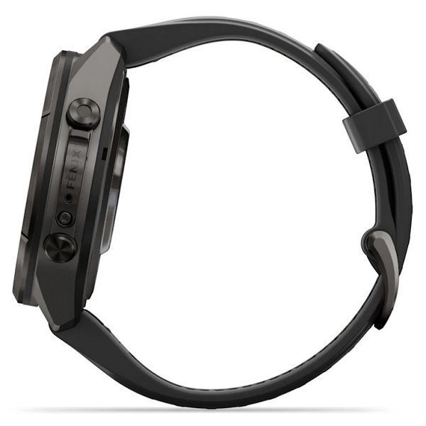 Смарт-годинник Garmin Fenix 9 Pro (43 мм) inReach з титановим корпусом Carbon Gray DLC і чорно-сірим силіконовим ремінцем