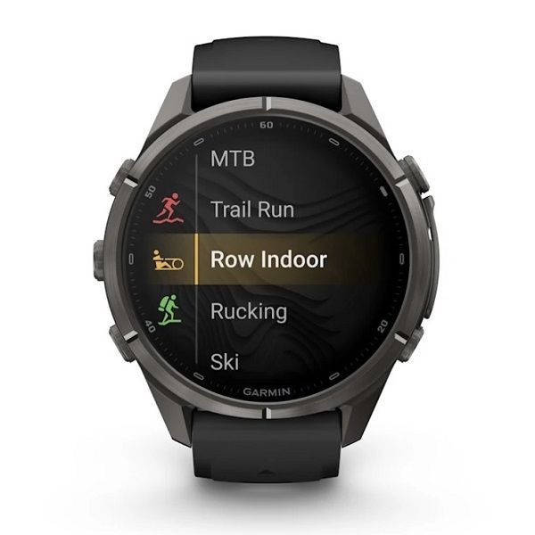 Смарт-годинник Garmin Fenix 9 Pro (43 мм) inReach з титановим корпусом Carbon Gray DLC і чорно-сірим силіконовим ремінцем