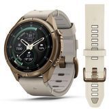 Смарт-годинник Garmin Fenix 9 Pro (43 мм) inReach з титановим корпусом Autumn Gold і шкіряним ремінцем кольору слонової кістки