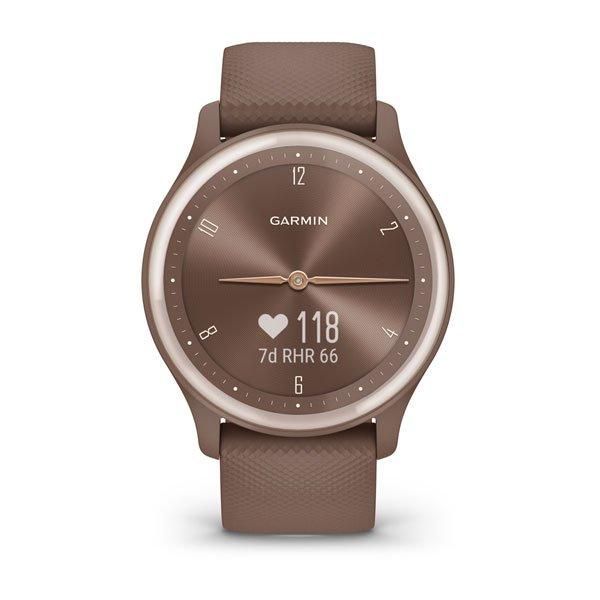 Смарт-годинник Garmin Vivomove Sport кольору какао з золотавим безелем та силіконовим ремінцем 010-02566-02 фото