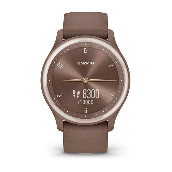 Смарт-годинник Garmin Vivomove Sport кольору какао з золотавим безелем та силіконовим ремінцем 010-02566-02 фото