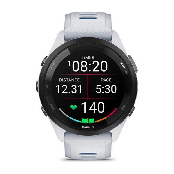 Смарт-часы Garmin Forerunner 265 с черным безелем, белым корпусом и бело-синим силиконовым ремешком 010-02810-11 фото