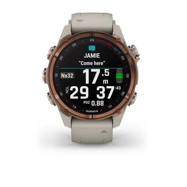 Смарт-часы Garmin Descent Mk3i - 43 мм, бронзовый титан PVD, силиконовый ремешок французского серого цвета + трансивер Descent T2 BNDL-DMK3-43TFDT2 фото