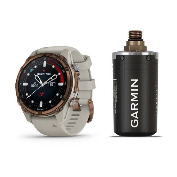 Смарт-годинник Garmin Descent Mk3i - 43 мм, бронзовий титан PVD, силіконовий ремінець французького сірого кольору + трансивер Descent T2 BNDL-DMK3-43TFDT2 фото