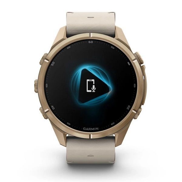 Смарт-годинник Garmin Fenix 9 Pro (43 мм) inReach з титановим корпусом Autumn Gold і шкіряним ремінцем кольору слонової кістки