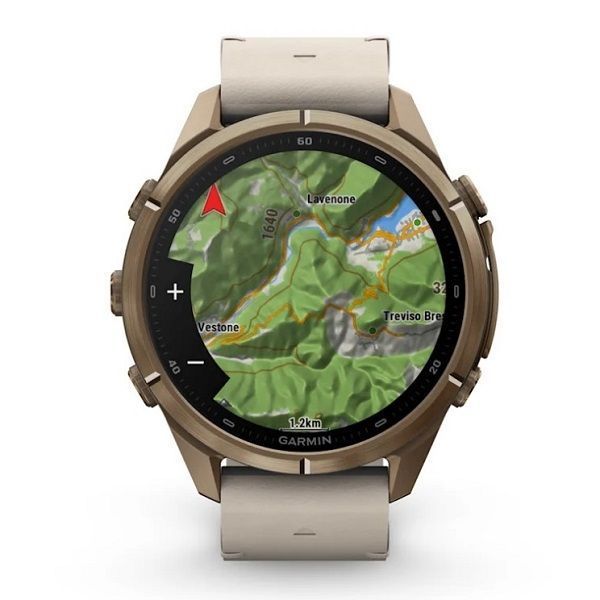 Смарт-годинник Garmin Fenix 9 Pro (43 мм) inReach з титановим корпусом Autumn Gold і шкіряним ремінцем кольору слонової кістки