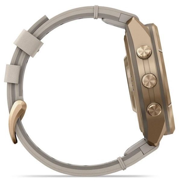 Смарт-годинник Garmin Fenix 9 Pro (43 мм) inReach з титановим корпусом Autumn Gold і шкіряним ремінцем кольору слонової кістки