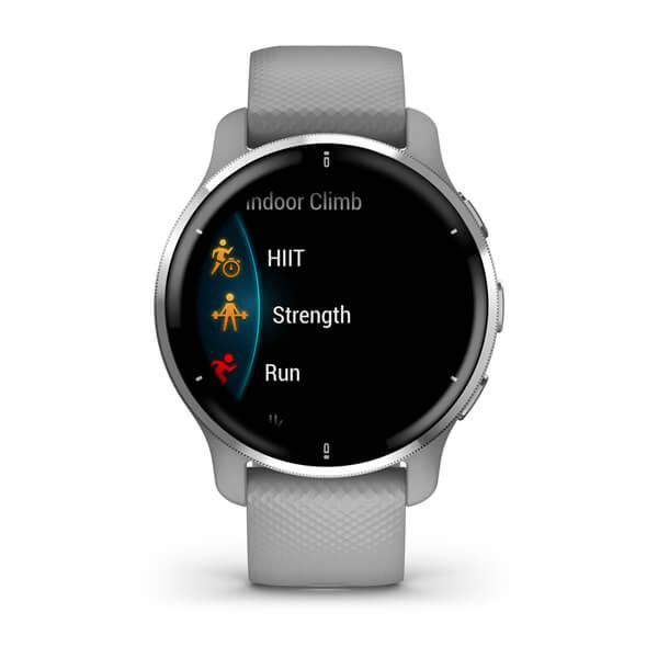 Смарт-часы Garmin Venu 2 Plus серебристые с серым силиконовым ремешком 010-02496-10 фото