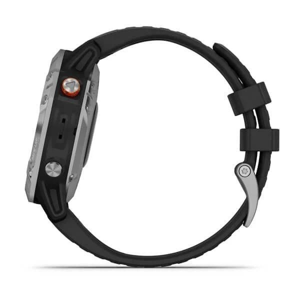 Спортивний годинник Garmin Fenix 6 Solar сріблястий з чорним ремінцем 010-02410-00 фото