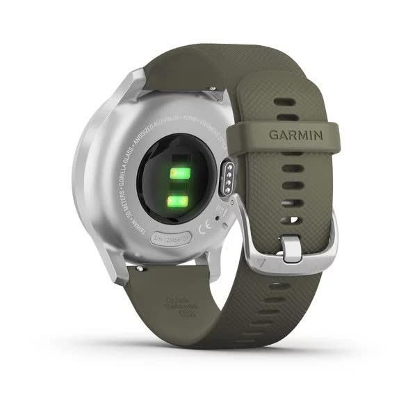 Смарт-часы Garmin Vivomove Style серебристые с ремешком цвета зеленая трава 010-02240-21 фото