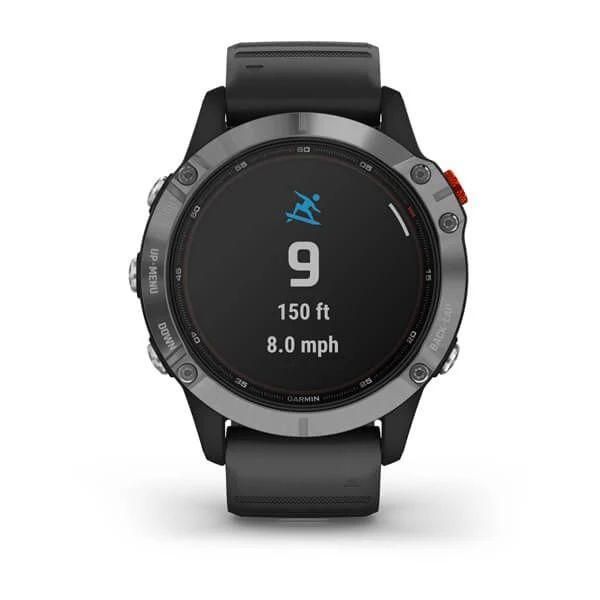 Спортивний годинник Garmin Fenix 6 Solar сріблястий з чорним ремінцем 010-02410-00 фото