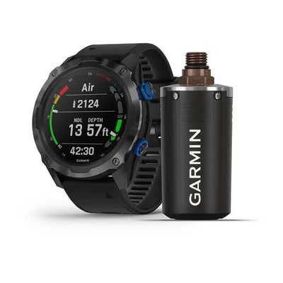 Смарт-часы Descent Mk2i Carbon Grey титановые DLC с черным силиконовым ремешком в комплекте с передатчиком Descent T1 010-02132-13 фото