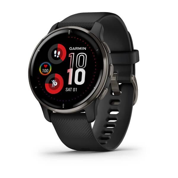 Смарт-годинник Garmin Venu 2 Plus чорний з сірим безелем та чорним силіконовим ремінцем 010-02496-11 фото