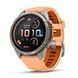 Смарт-годинник Garmin Fenix 9 Pro (43 мм) inReach з титановим корпусом і рожево-помаранчевим силіконовим ремінцем