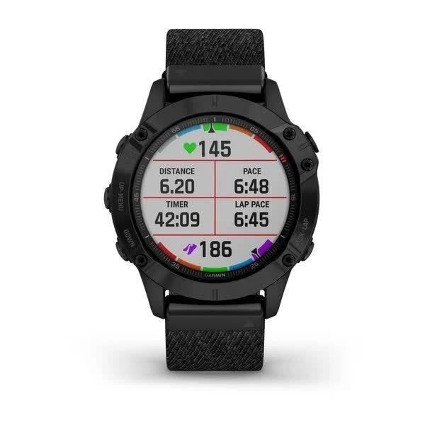 Смарт-годинник Garmin Fenix 6 Sapphire, чорне покриття DLC, з чорним плетеним ремінцем 010-02158-17 фото