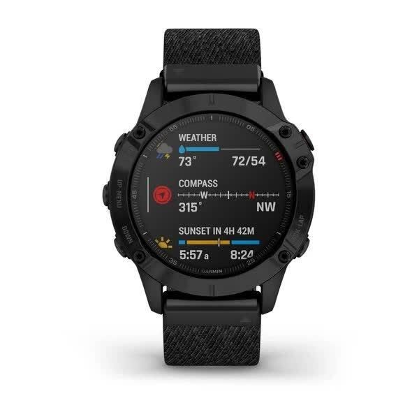 Смарт-годинник Garmin Fenix 6 Sapphire, чорне покриття DLC, з чорним плетеним ремінцем 010-02158-17 фото