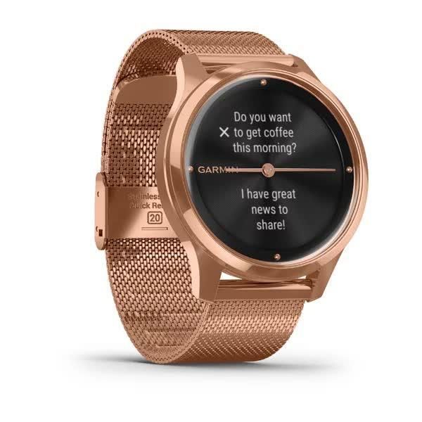 Смарт-годинник Garmin Vivomove Luxe, рожеве золото 18K PVD, з ремінцем меланська петля 010-02241-24 фото