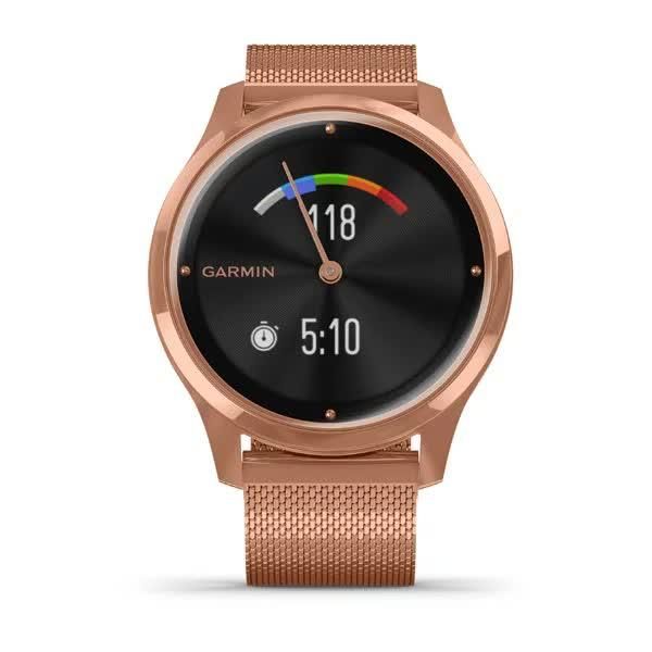 Смарт-часы Garmin Vivomove Luxe, розовое золото 18K PVD, с ремешком меланская петля 010-02241-24 фото