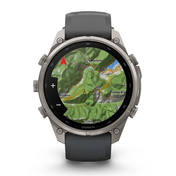 Смарт-годинник Garmin Fenix 9 Pro (47 мм) inReach з титановим корпусом і графітово-чорним силіконовим ремінцем