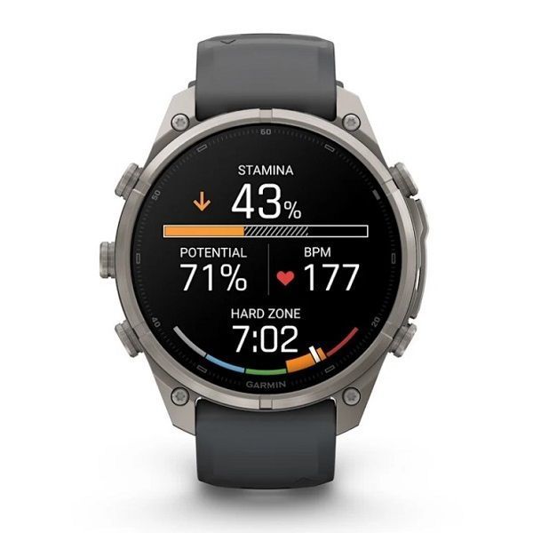 Смарт-годинник Garmin Fenix 9 Pro (47 мм) inReach з титановим корпусом і графітово-чорним силіконовим ремінцем