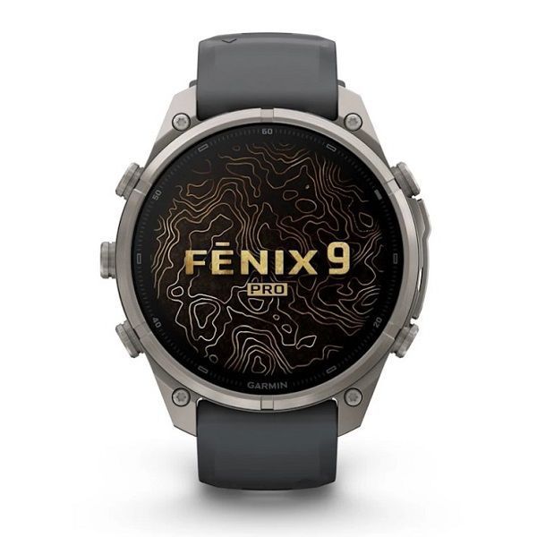 Смарт-годинник Garmin Fenix 9 Pro (47 мм) inReach з титановим корпусом і графітово-чорним силіконовим ремінцем