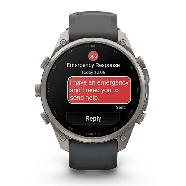 Смарт-годинник Garmin Fenix 9 Pro (47 мм) inReach з титановим корпусом і графітово-чорним силіконовим ремінцем