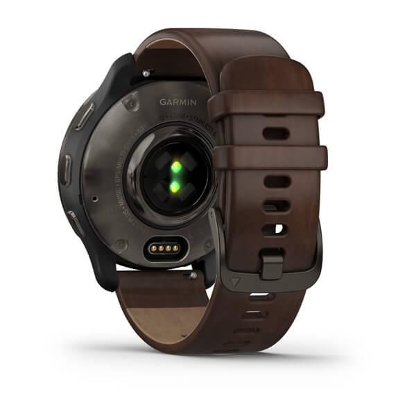 Смарт-годинник Garmin Venu 2 Plus сірий з сірим безелем та коричневим шкіряним ремінцем 010-02496-15 фото