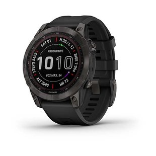 Смарт-годинник Garmin Fenix 7 Sapphire Solar титановий чорний DLC з чорним ремінцем 010-02540-35 фото