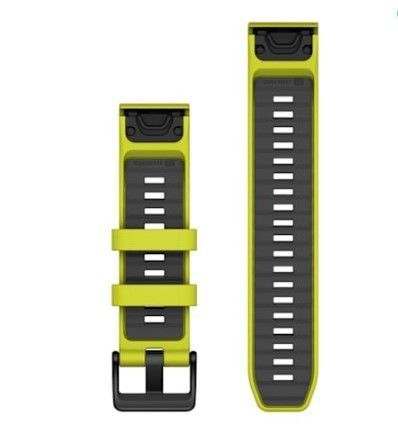 Ремінець Garmin  QuickFit 22, Amp Yellow/Graphite силіконовий  для смарт-годинників Fenix 8, Instinct, Forerunner 965, Quatix 7