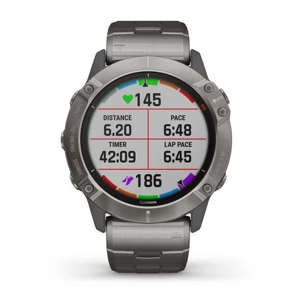 Смарт-годинник Garmin Fenix 6X Pro Solar титановий сріблястий з титановим ремінцем 010-02157-24 фото