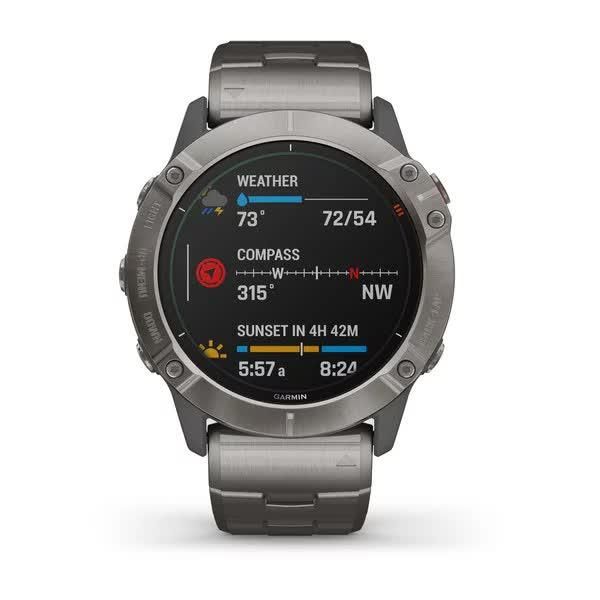 Смарт-годинник Garmin Fenix 6X Pro Solar титановий сріблястий з титановим ремінцем 010-02157-24 фото