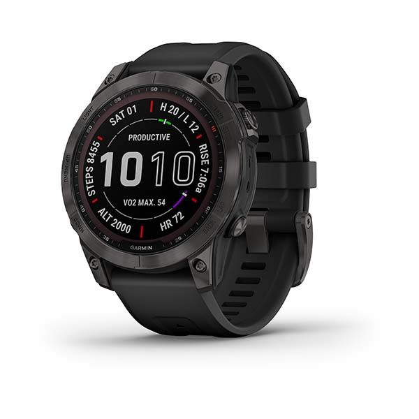 Смарт-часы Garmin Fenix 7 Sapphire Solar титановые черные DLC с черным ремешком 010-02540-35 фото