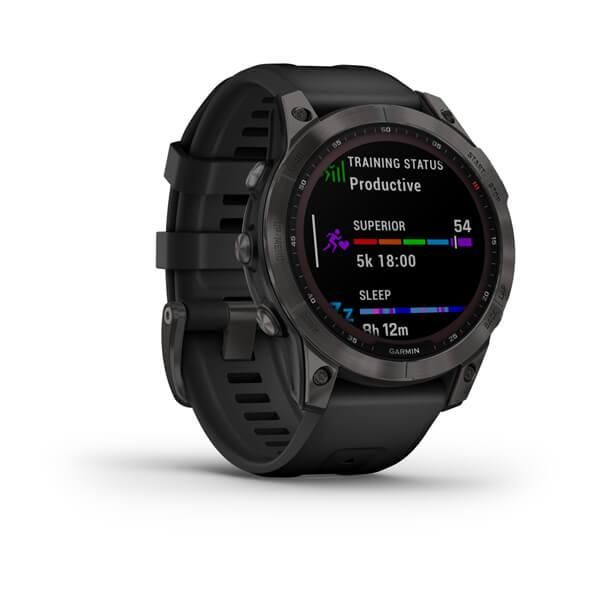 Смарт-годинник Garmin Fenix 7 Sapphire Solar титановий чорний DLC з чорним ремінцем 010-02540-35 фото