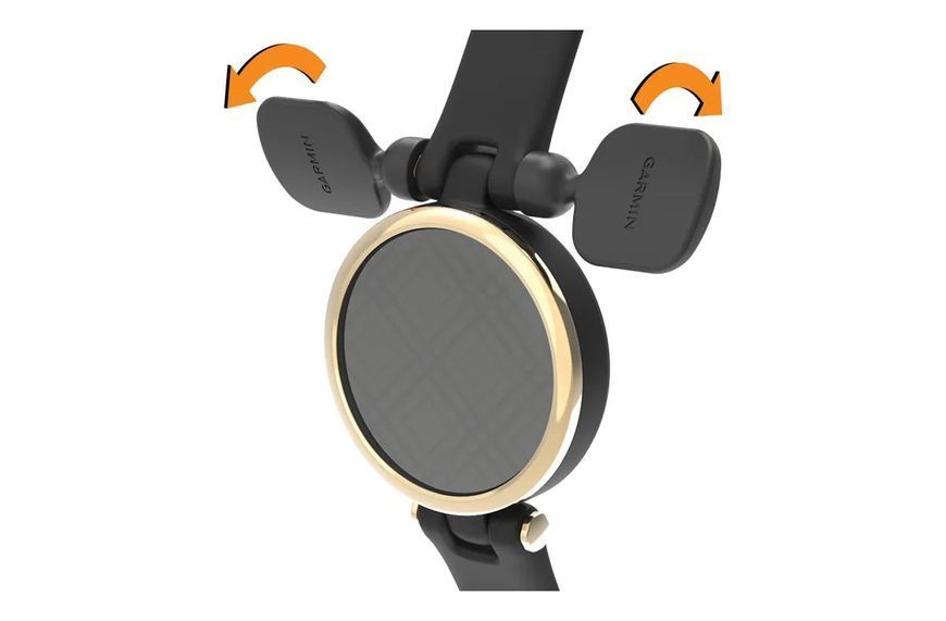 Ремінець Garmin Lily (14&nbsp;мм), чорна італійська шкіра, кремово-золотиста застібка (великий)