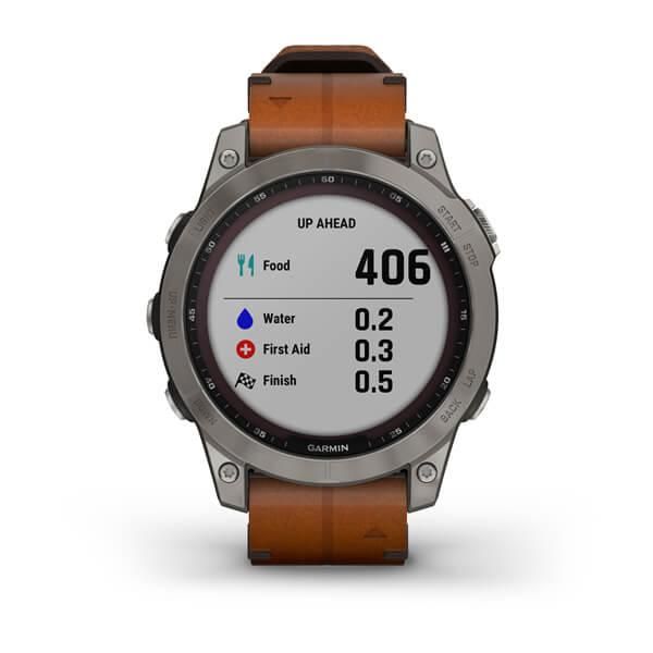 Смарт-часы Garmin Fenix 7 Sapphire Solar титановые серые с коричневым кожаным ремешком 010-02540-31 фото